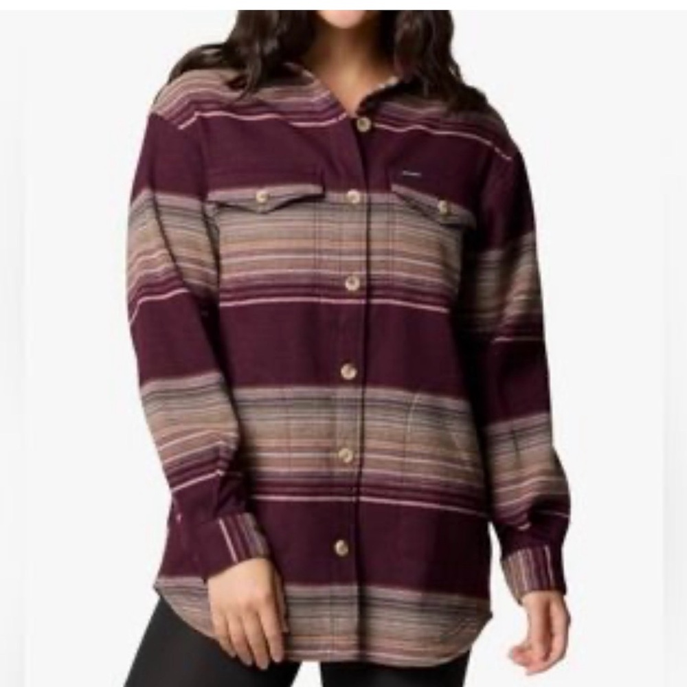 Striped Burgundy Button-Up Shirt